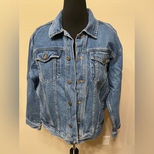 Casual Pointe Denim Jacket Classic Jean Jacket Button Front‎ Womens Large 90s